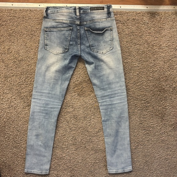 Black Premium Mens size 30waist jeans Distressed black mesh Light wash No flaws - Picture 11 of 11